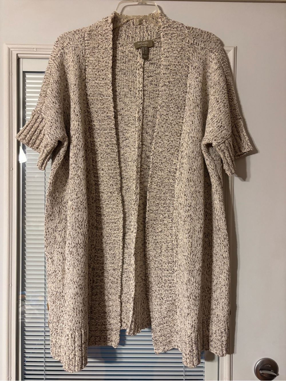 Neutral Marled Short-Sleeve Open Cardigan